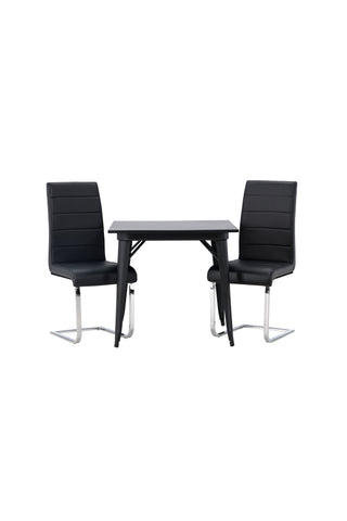 Venture Home Tempe Matbord - Svart / Svart MDF + Tempo Matstol - Kromat ben / Svart PU _2
