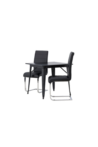 Venture Home Tempe Matbord - Svart / Svart MDF + Tempo Matstol - Kromat ben / Svart PU _2