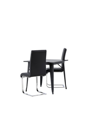 Venture Home Tempe Matbord - Svart / Svart MDF + Tempo Matstol - Kromat ben / Svart PU _2