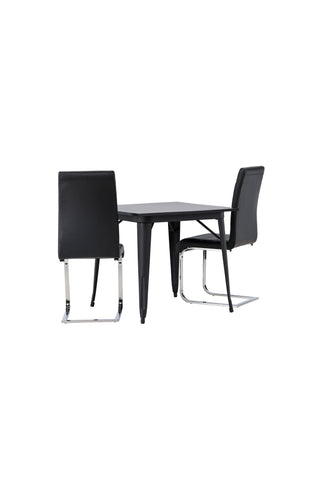 Venture Home Tempe Matbord - Svart / Svart MDF + Tempo Matstol - Kromat ben / Svart PU _2