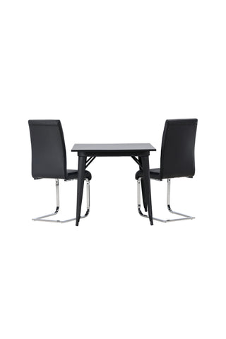 Venture Home Tempe Matbord - Svart / Svart MDF + Tempo Matstol - Kromat ben / Svart PU _2