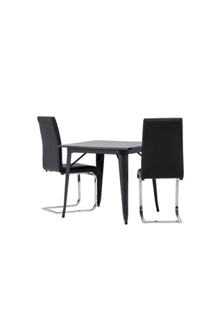 Venture Home Tempe Matbord - Svart / Svart MDF + Tempo Matstol - Kromat ben / Svart PU _2