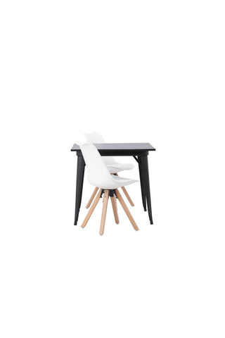 Venture Home Tempe Matbord - Svart / Svart MDF +Zeno Matstol - Nature woodlook / Vit PP _2