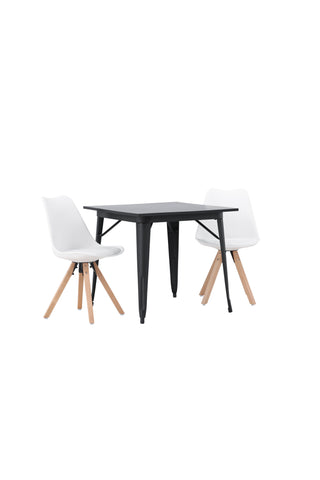 Venture Home Tempe Matbord - Svart / Svart MDF +Zeno Matstol - Nature woodlook / Vit PP _2