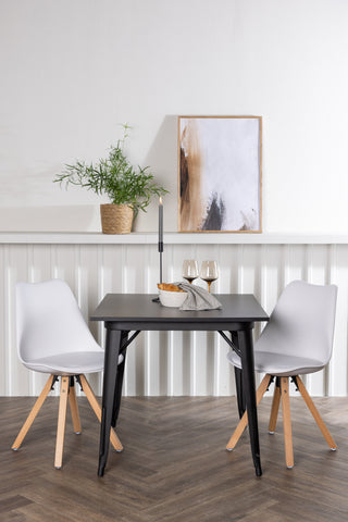 Venture Home Tempe Matbord - Svart / Svart MDF +Zeno Matstol - Nature woodlook / Vit PP _2