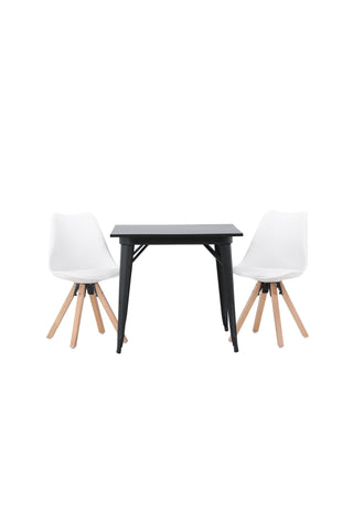 Venture Home Tempe Matbord - Svart / Svart MDF +Zeno Matstol - Nature woodlook / Vit PP _2