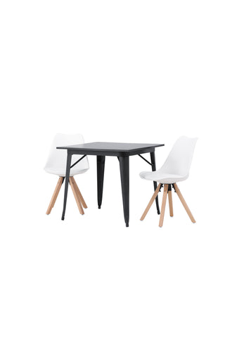 Venture Home Tempe Matbord - Svart / Svart MDF +Zeno Matstol - Nature woodlook / Vit PP _2