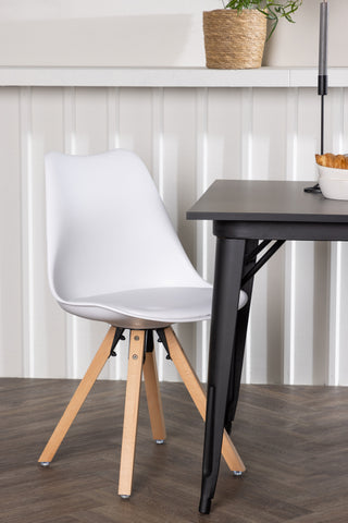 Venture Home Tempe Matbord - Svart / Svart MDF +Zeno Matstol - Nature woodlook / Vit PP _2
