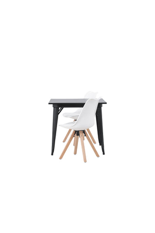 Venture Home Tempe Matbord - Svart / Svart MDF +Zeno Matstol - Nature woodlook / Vit PP _2