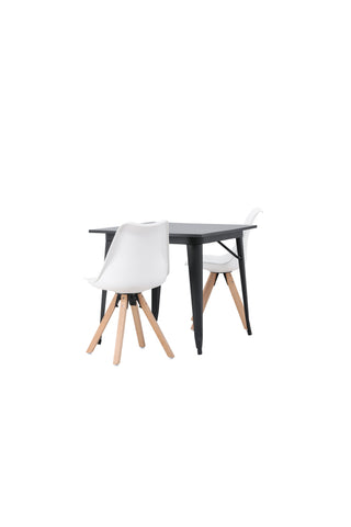 Venture Home Tempe Matbord - Svart / Svart MDF +Zeno Matstol - Nature woodlook / Vit PP _2