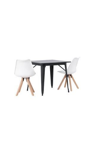 Venture Home Tempe Matbord - Svart / Svart MDF +Zeno Matstol - Nature woodlook / Vit PP _2