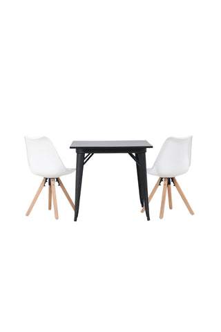 Venture Home Tempe Matbord - Svart / Svart MDF +Zeno Matstol - Nature woodlook / Vit PP _2