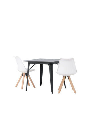 Venture Home Tempe Matbord - Svart / Svart MDF +Zeno Matstol - Nature woodlook / Vit PP _2