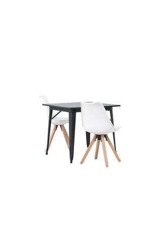 Venture Home Tempe Matbord - Svart / Svart MDF +Zeno Matstol - Nature woodlook / Vit PP _2