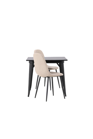 Venture Home Tempe Matbord - Svart / Svart MDF + Polar Matstol - Svart / Beige Boucle _2