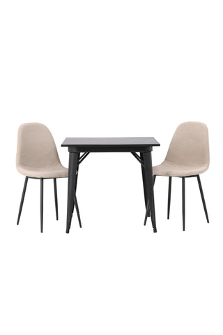 Venture Home Tempe Matbord - Svart / Svart MDF + Polar Matstol - Svart / Beige Boucle _2