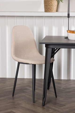 Venture Home Tempe Matbord - Svart / Svart MDF + Polar Matstol - Svart / Beige Boucle _2