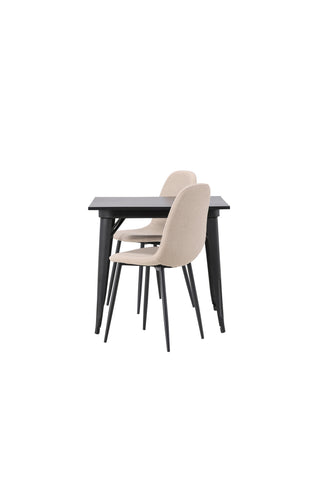 Venture Home Tempe Matbord - Svart / Svart MDF + Polar Matstol - Svart / Beige Boucle _2