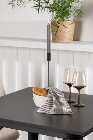 Venture Home Tempe Matbord - Svart / Svart MDF + Polar Matstol - Svart / Beige Boucle _2