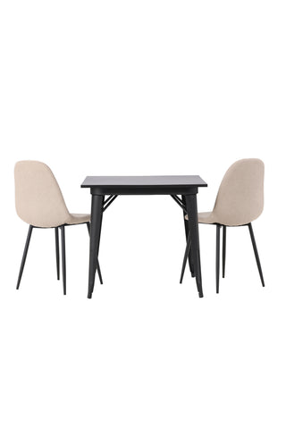 Venture Home Tempe Matbord - Svart / Svart MDF + Polar Matstol - Svart / Beige Boucle _2