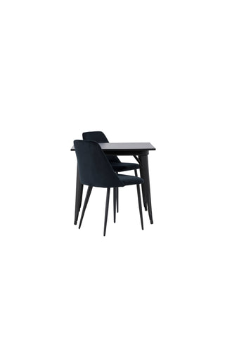 Venture Home Tempe Matbord - Svart / Svart MDF + Nattmatsalsstol - Svart / Svart sammet _2