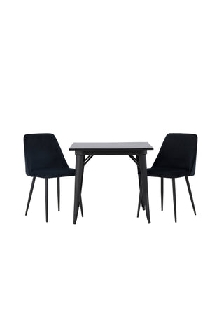 Venture Home Tempe Matbord - Svart / Svart MDF + Nattmatsalsstol - Svart / Svart sammet _2