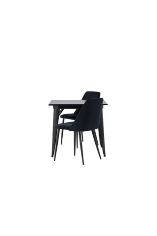 Venture Home Tempe Matbord - Svart / Svart MDF + Nattmatsalsstol - Svart / Svart sammet _2
