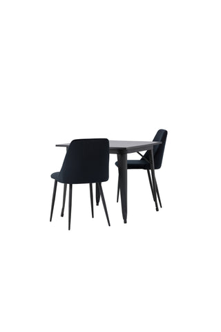 Venture Home Tempe Matbord - Svart / Svart MDF + Nattmatsalsstol - Svart / Svart sammet _2