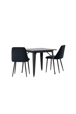 Venture Home Tempe Matbord - Svart / Svart MDF + Nattmatsalsstol - Svart / Svart sammet _2