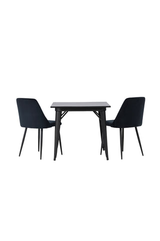 Venture Home Tempe Matbord - Svart / Svart MDF + Nattmatsalsstol - Svart / Svart sammet _2