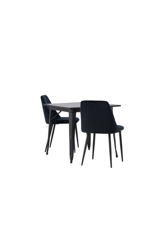 Venture Home Tempe Matbord - Svart / Svart MDF + Nattmatsalsstol - Svart / Svart sammet _2