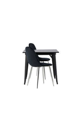 Venture Home Tempe Matbord - Svart / Svart MDF + Polar Matstol - Svart sammet / Krom _2