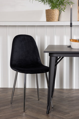 Venture Home Tempe Matbord - Svart / Svart MDF + Polar Matstol - Svart sammet / Krom _2