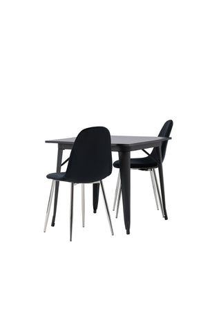 Venture Home Tempe Matbord - Svart / Svart MDF + Polar Matstol - Svart sammet / Krom _2