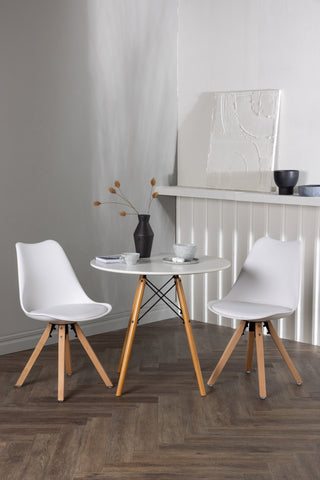 Venture Home Danburi matbord - trälook / trälook MDF +Zeno matstol - natur trälook / vit PP _2