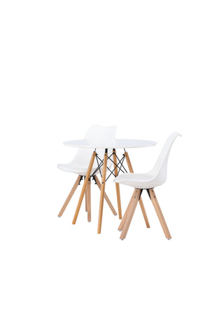 Venture Home Danburi matbord - trälook / trälook MDF +Zeno matstol - natur trälook / vit PP _2