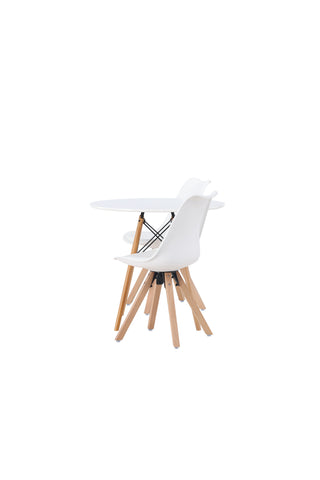 Venture Home Danburi matbord - trälook / trälook MDF +Zeno matstol - natur trälook / vit PP _2