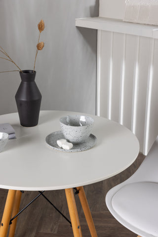 Venture Home Danburi matbord - trälook / trälook MDF +Zeno matstol - natur trälook / vit PP _2