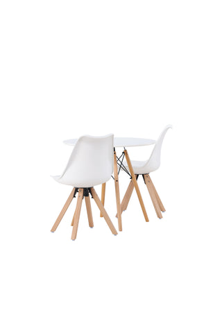 Venture Home Danburi matbord - trälook / trälook MDF +Zeno matstol - natur trälook / vit PP _2