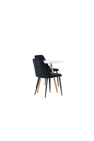 Venture Home Danburi Matbord - Woodlook / Woodlook MDF +Nattmatstol - Svart / Svart sammet _2