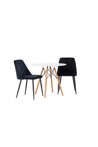 Venture Home Danburi Matbord - Woodlook / Woodlook MDF +Nattmatstol - Svart / Svart sammet _2
