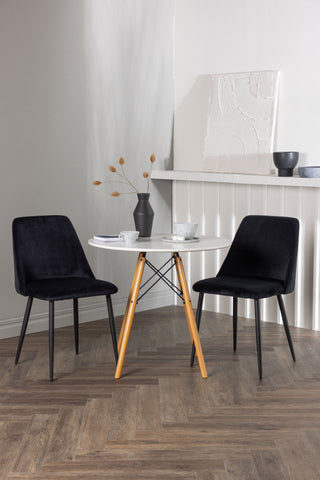 Venture Home Danburi Matbord - Woodlook / Woodlook MDF +Nattmatstol - Svart / Svart sammet _2