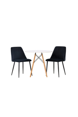Venture Home Danburi Matbord - Woodlook / Woodlook MDF +Nattmatstol - Svart / Svart sammet _2