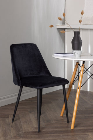Venture Home Danburi Matbord - Woodlook / Woodlook MDF +Nattmatstol - Svart / Svart sammet _2