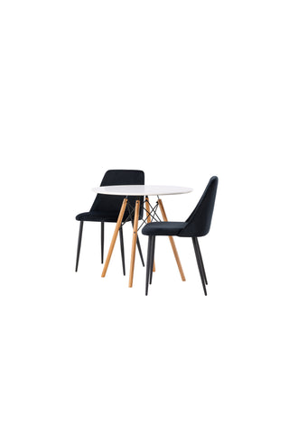 Venture Home Danburi Matbord - Woodlook / Woodlook MDF +Nattmatstol - Svart / Svart sammet _2