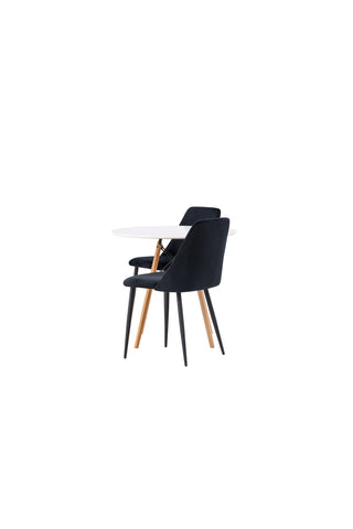 Venture Home Danburi Matbord - Woodlook / Woodlook MDF +Nattmatstol - Svart / Svart sammet _2
