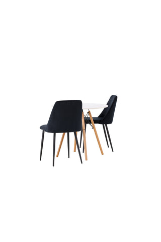 Venture Home Danburi Matbord - Woodlook / Woodlook MDF +Nattmatstol - Svart / Svart sammet _2