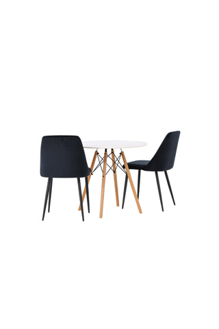 Venture Home Danburi Matbord - Woodlook / Woodlook MDF +Nattmatstol - Svart / Svart sammet _2