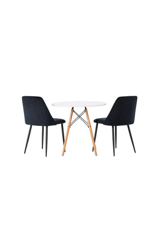 Venture Home Danburi Matbord - Woodlook / Woodlook MDF +Nattmatstol - Svart / Svart sammet _2
