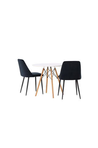 Venture Home Danburi Matbord - Woodlook / Woodlook MDF +Nattmatstol - Svart / Svart sammet _2